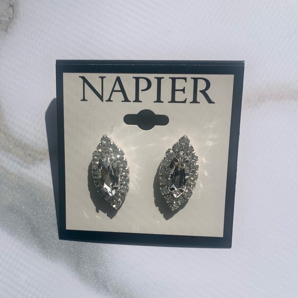 Napier Silver Tone Stud Earrings - Picture 4 of 4